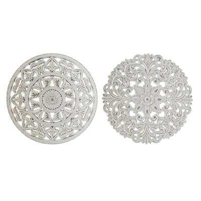 Wanddecoratie DKD Home Decor Wit Mandala Indiaas Verouderde afwerking 30 x 2 x 30 cm (2 Stuks)