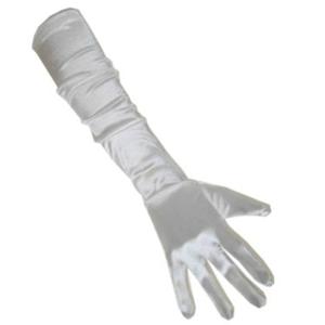 Carnaval verkleed Handschoenen - Dames - gala - wit - satijn - voor jurk - 48 cm