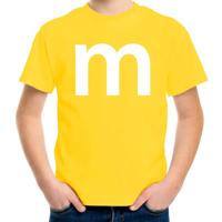 Letter M verkleed t-shirt - geel - voor kinderen - M en M - carnavalskleding