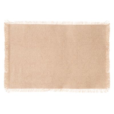 Secret de Gourmet placemats Kenya - 1x - beige - 45 x 30 cm - katoen - met franjes