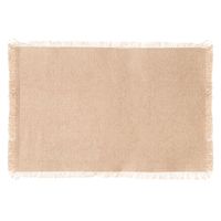 Secret de Gourmet placemats Kenya - 1x - beige - 45 x 30 cm - katoen - met franjes - thumbnail