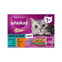 Whiskas 1+ Natvoer - Duo - Surf & Turf in Gelei - 12 x 85 gram