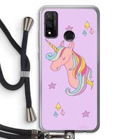 Roze eenhoorn: Huawei P Smart (2020) Transparant Hoesje met koord
