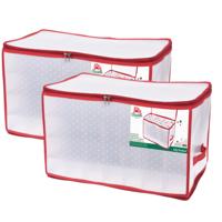 Kerstballen opbergbox - 2x - 57 x 33 x 34 cm - voor 112 ballen - kerstversiering opruimen/opbergen