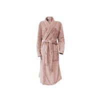 LINNICK Flanel Fleece Badjas Uni - licht roze - S - thumbnail