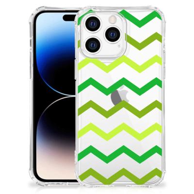 Apple iPhone 14 Pro Max Doorzichtige Silicone Hoesje Zigzag Groen Apple iPhone 14 Pro Max Doorzichtige Silicone Hoesje Zigzag Groen