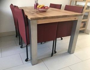Set van 4 leren kuip eetkamerstoelen - met wieltjes - rood leer - Echt leer, Modern, ontdek de vele Leersoorten en Kleuren bij ShopX