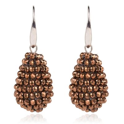 Cilla Jewels Druppel oorhangers Kristal Brons