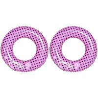 2x stuks opblaasbare zwembad banden/ringen roze 90 cm - Zwembanden - thumbnail