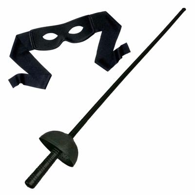 Atosa Zorro verkleed set - zwart oogmasker - met Sabel van 60 cm - carnaval verkleed artikelen