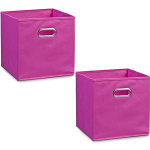 Opbergmand/kastmand - 4x - roze - 28 x 28 cm - polyester - speelgoedmand