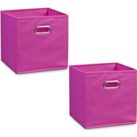 Opbergmand/kastmand - 4x - roze - 28 x 28 cm - polyester - speelgoedmand