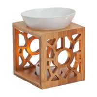 Geurbrander voor amberblokjes/geurolie/waxmelts - bamboo/keramiek - 12 x 10 x 14 cm Geurbrander voor amberblokjes/geurolie/waxmelts - bamboo/keramiek - 12 x 10 x 14 cm