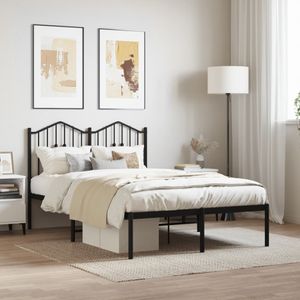 Bedframe met hoofdbord metaal zwart 120x190 cm