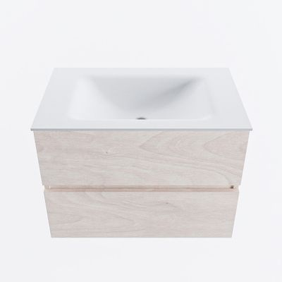 MONDIAZ VICA 70cm badmeubel onderkast Underlayment 2 lades. Wastafel CLOUD midden 1 kraangat, kleur Talc.