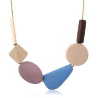 Kleurrijke hars kralen statement ketting vrouwen veelkleurige houten kettingen Hangers (blauw)
