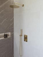 Regendouche set Wiesbaden Caral | Inbouw | 25 cm | Thermostaatkraan | Incl.Inbouwdeel | 2-weg | Rond | Geborsteld messing