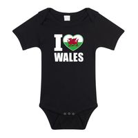 I love Wales landen rompertje zwart jongens en meisjes 92 (18-24 maanden)  -