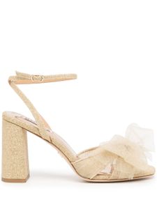 Badgley Mischka sandales Tess 85 mm à nœud en tulle - Or