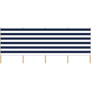 Strand/camping windscherm PE plastic gestreept wit/blauw 3,75 meter x 150 cm