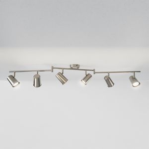 HOFTRONIC™ Riga LED Plafondlamp 6 spots RVS - Draaibaar en Dimbaar - 6 lichts - GU10 4000K neutraal wit - Plafondspot woonkamer en gang - Opbouw spots verlichting