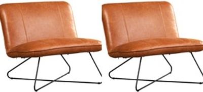 Set van 2 Cognac leren industriële fauteuils zonder armleuning Smile - Vintage Leer Cognac (cognac leer)