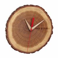 Boomschijf/boomstam wandklok - bruin naturel - D18 cm - geolied eikenhout - muur klok - rond