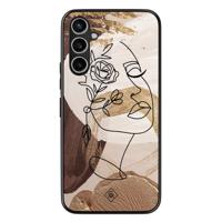 Samsung Galaxy A34 hoesje - Abstract gezicht bruin - thumbnail