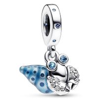 Pandora 792700C01 Hangbedel Glow-in-the-dark Hermit Crab zilver-emaille-zirconia turquoise