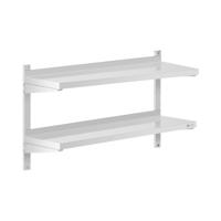Wandrek van roestvrij staal - 2 planken - 30 x 100 cm