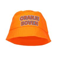 Koningsdag vissershoedje/bucket hat oranje - oranje boven - 57-58 cm - thumbnail