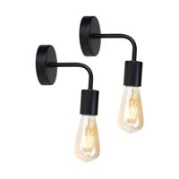 Ostaria Wandlamp - 2x - zwart - metaal - industrieel - E27 - binnen / woonkamer