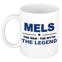 Naam cadeau mok/ beker Mels The man, The myth the legend 300 ml   - - thumbnail
