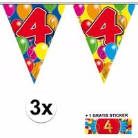 3x vlaggenlijn 4 jaar met gratis sticker - thumbnail