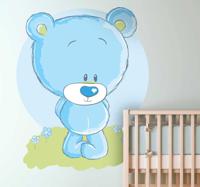 Sticker Blauwe teddybeer - thumbnail