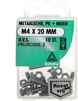 M.schroef moer pk m4x20mm rvs 10st - Deltafix