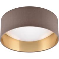 LED Plafondlamp Taupe Textiel - Warm Wit 3000K - 12W - Rond Design