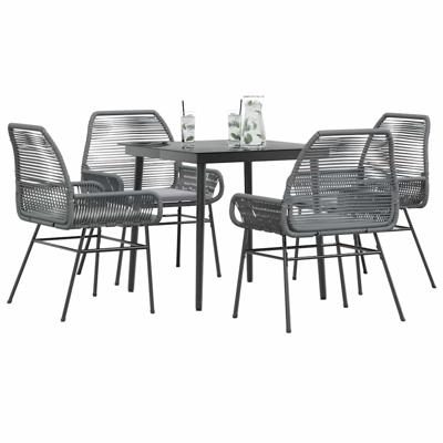 5-delige Tuinset met kussens poly rattan glas grijs