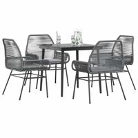 5-delige Tuinset met kussens poly rattan glas grijs