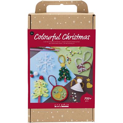Creativ Company Creatieve box kleurrijke kerst, kerstfiguren, diverse kleuren, 1 doos