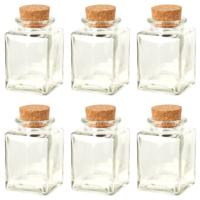 Flesjes met kurk dop - set 6x - transparant - glas - 80 ml