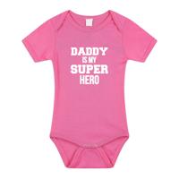 Daddy super hero - geboorte kraamcadeau - rompertje - roze - voor babys / meisjes