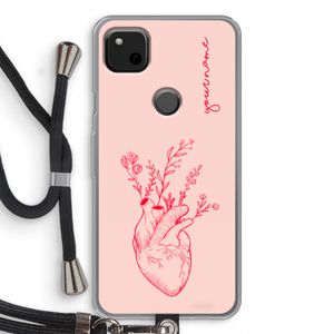 Blooming Heart: Pixel 4a Transparant Hoesje met koord