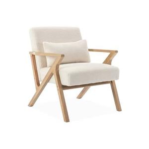 sweeek - Scandinavische fauteuil in heveahout en bouclé