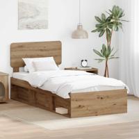 Bedframe Ambachtelijk eiken 75 x 190 cm Massief grenenhout