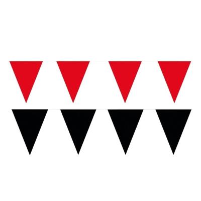 Feest versiering punt vlaggetjes pakket - 200 meter - rood en zwart - slingers / vlaggenlijnen