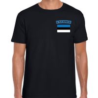 Estonia t-shirt met vlag Estland zwart op borst voor heren - thumbnail
