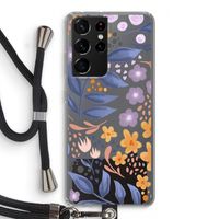 Flowers with blue leaves: Samsung Galaxy S21 Ultra Transparant Hoesje met koord