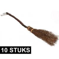 Heksen bezem van 89 cm - 10x - Halloween versiering/decoratie - Verkleedaccessoires voor heksen