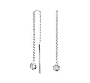 Doortrekoorbellen zilver-zirconia wit